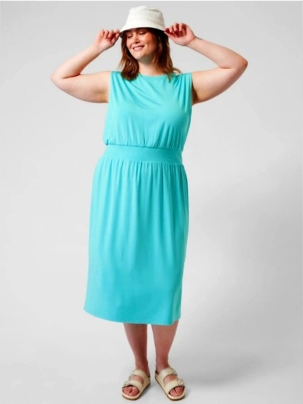 Athleta Santorini Cinch Midi Dress Teal 3X